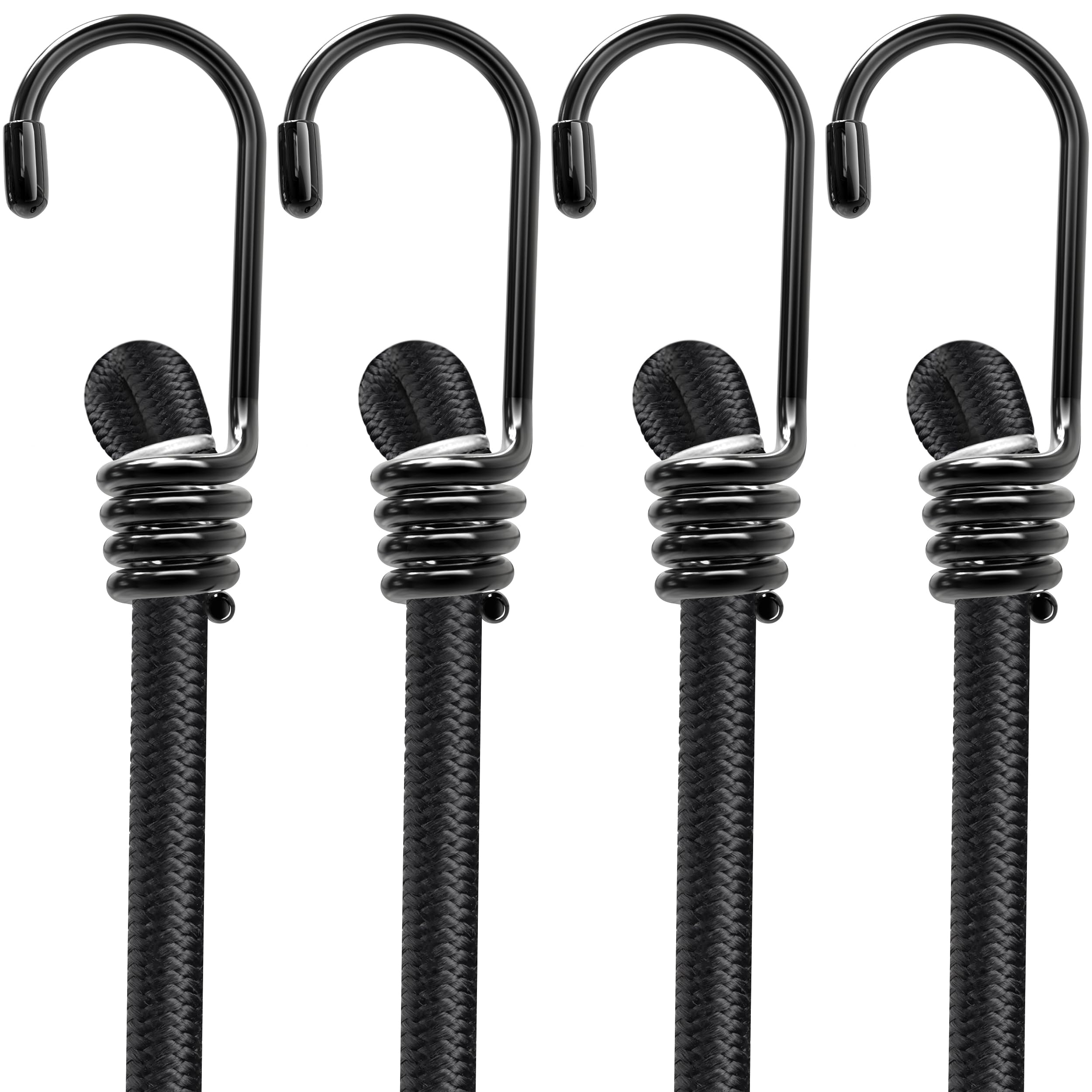 Bungee Cords with Hooks Heavy Duty Weatherproof & UV-Resistant Elastic Bungee Straps – Ideal for Securing Luggage, Camps, Tarps, Garden Furniture, Wheelie Bin Lid Covers (200cm - Pack of 4) — image 1