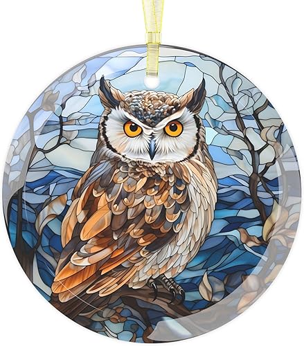 Adorno decorativo de cristal con diseño de búho de invierno sabio