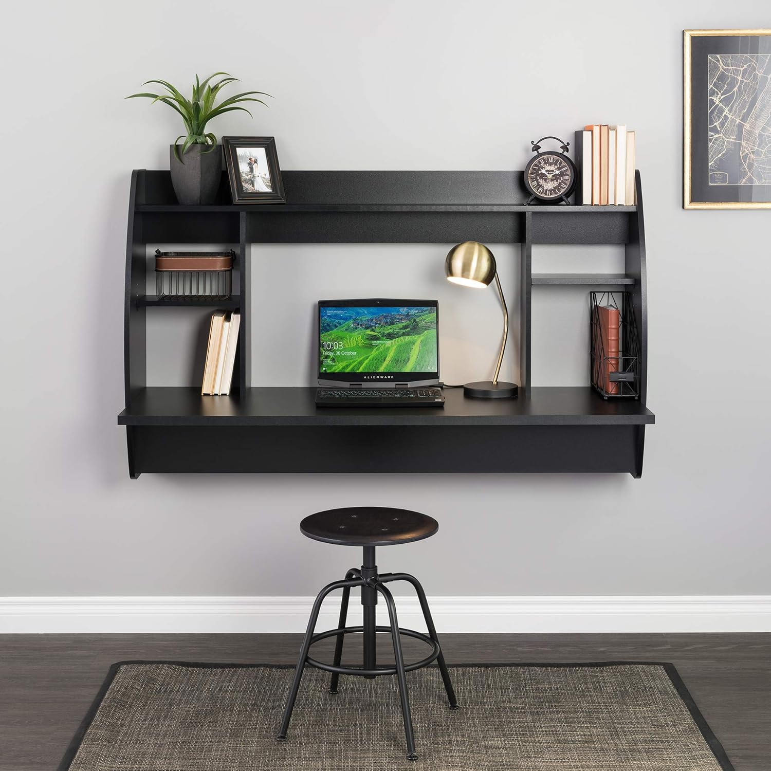 Wide Floating Desk, Black Home & Kitchen