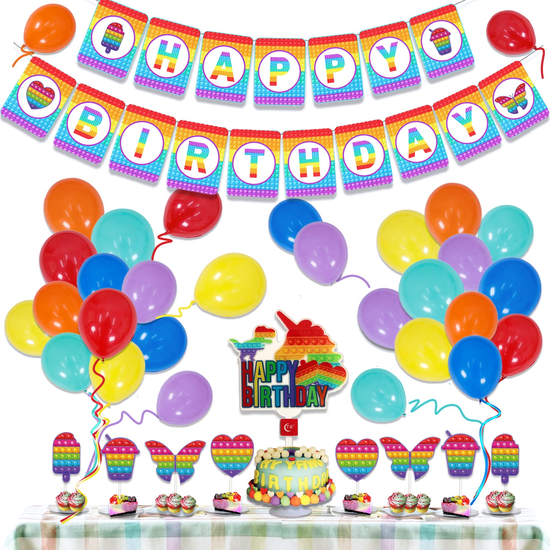 Hombae Pop It Birthday Decorations, Pop It Party Decorations Supplies