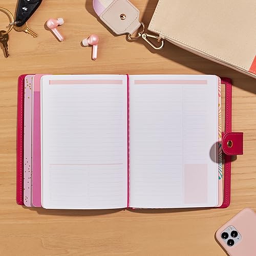 Miniatura 4 de Erin Condren Agenda pequeña transparente, cubierta de PVC fucsia para planificadores pequeños y diarios, organizador de viaje duradero con bandas