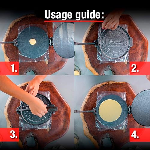 VICTORIA Tortilla Press for Mexican Tortillas Cast Iron HD Pre-seasoned 20 cm, Professional Colombian Pataconera for Making Tacos, Arepas, Quesadillas, Empanadas, Patacones, Roti Maker - 8