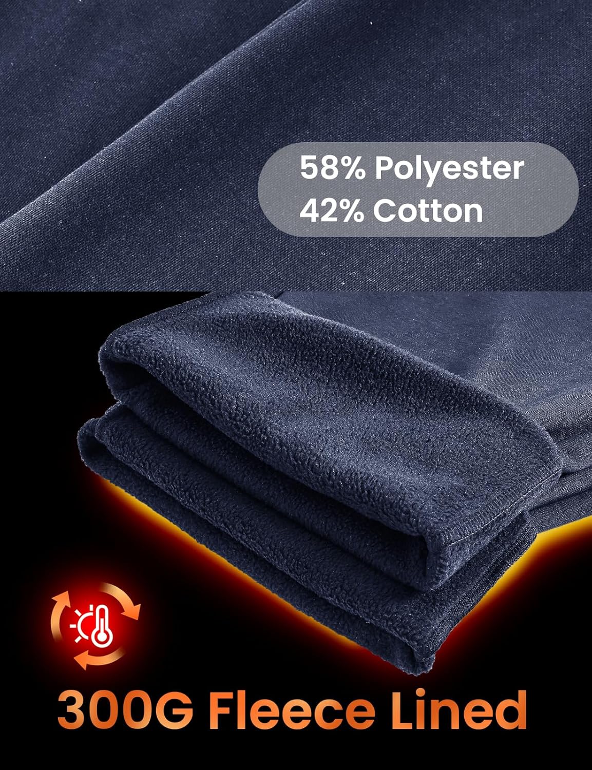 TBMPOY Men's Fleece Lined Sweatpants Winter Straight Leg Open Bottom Warm Cargo Pockets Cotton Running Lounge - Image 4