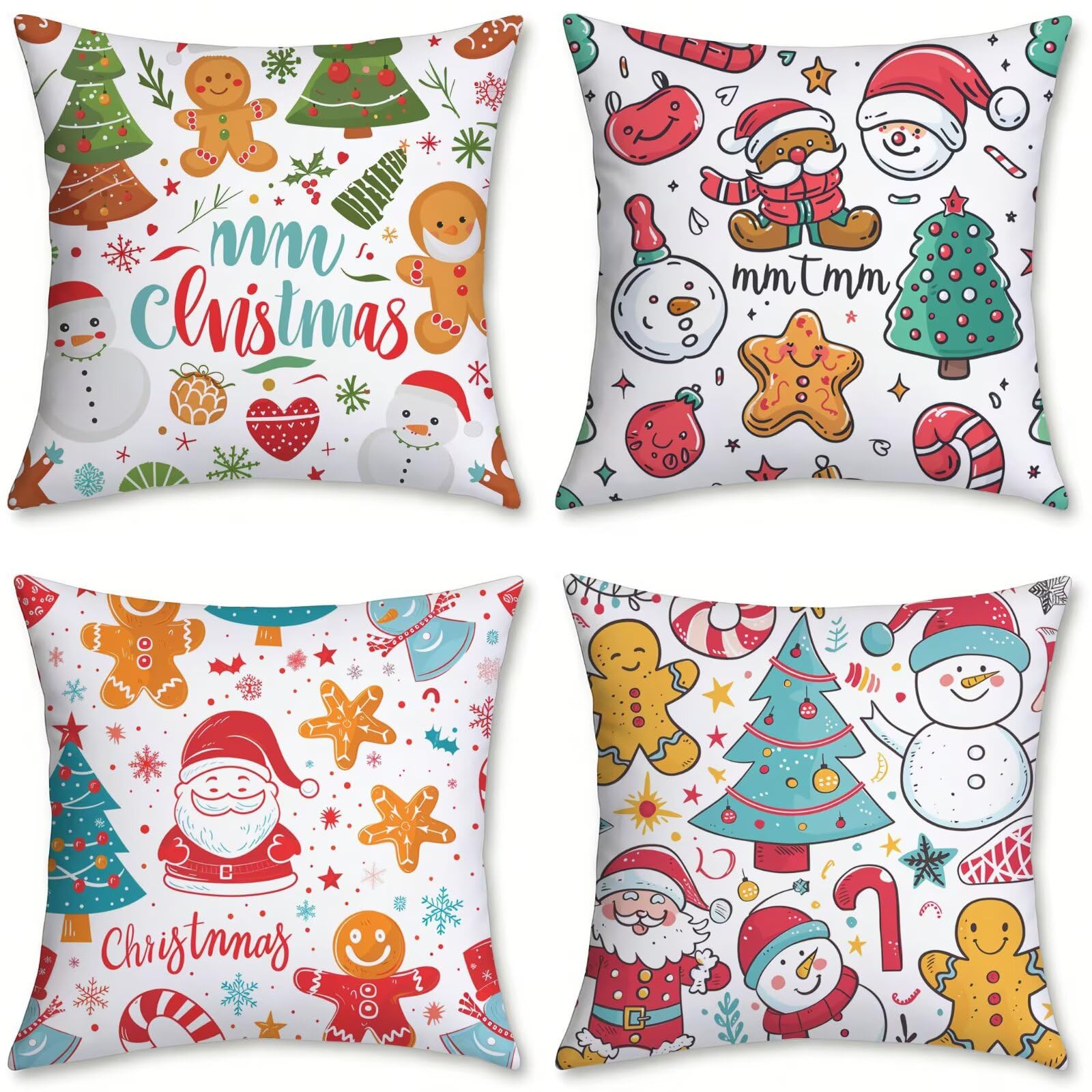 Coussin canapé Noël lot de 4 taies d'oreiller cadeau idéal maison