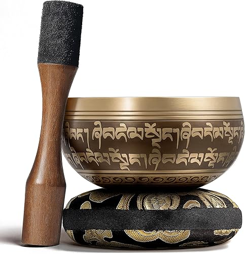 Miniatura 2 de Silent Mind - Juego de cuencos tibetanos con doble superficie y cojín de seda, promueve la paz, la curación de chakras y la atención plena. Regalo