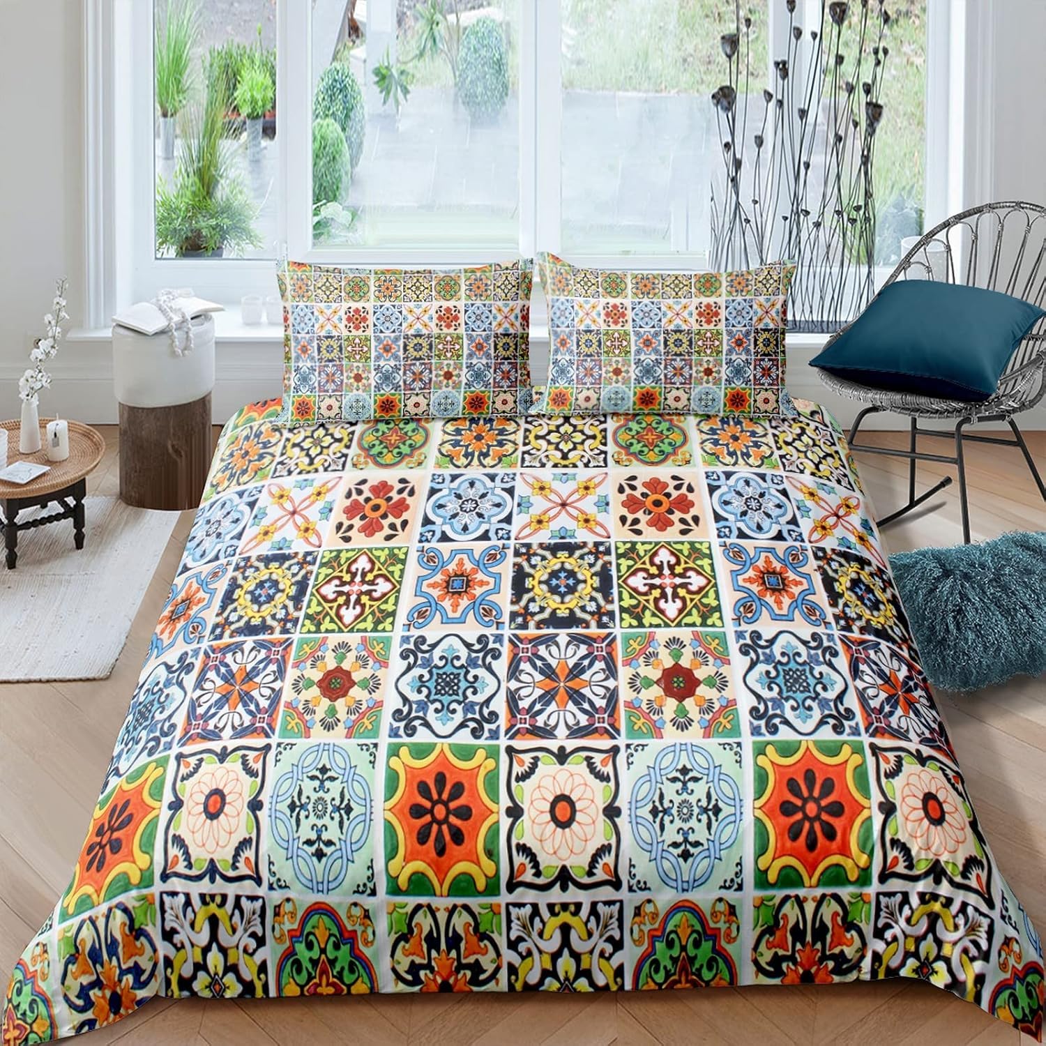 Housse de couette 200x200 cm rétro imprimée en microfibre
