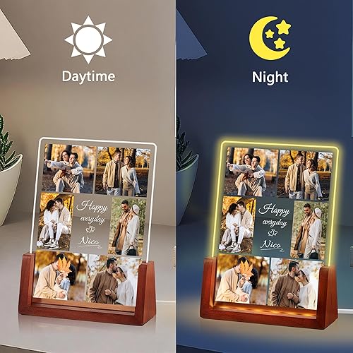 Miniatura 5 de Regalos personalizados de San Valentín y Navidad para pareja, para él y ella, marco de fotos LED personalizado con luz nocturna, regalos de