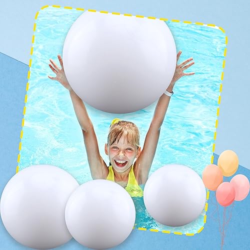 Miniatura 7 de Octaday Paquete de 16 bolas de playa inflables de 24 pulgadas y 16 pulgadas, color blanco sólido, bolas de playa grandes inflables grandes para