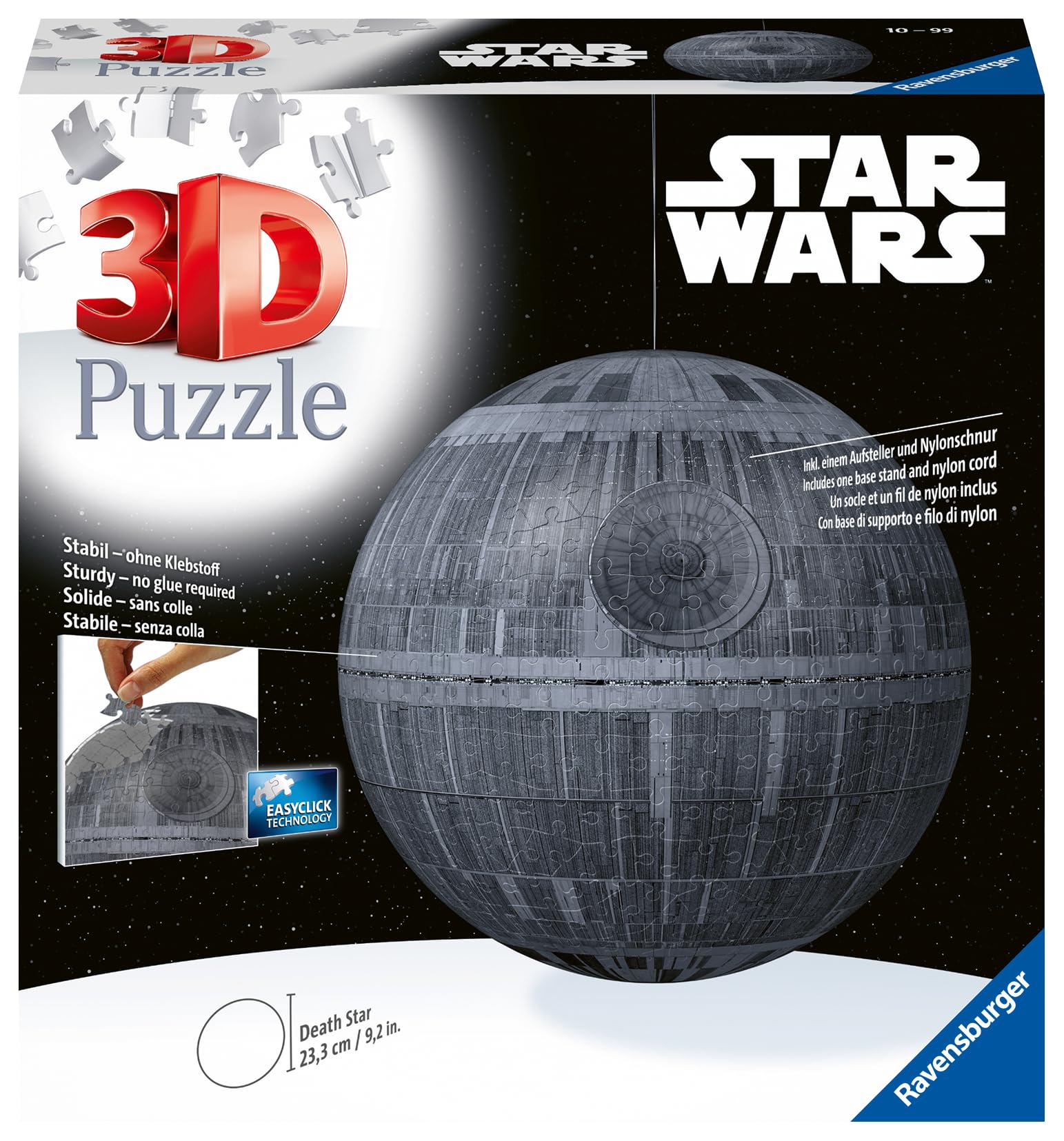 Ravensburger - Puzzle 3D Ball - Etoile de la Mort/Star Wars - A partir de 10 Ans - 540 pièces numérotées à Assembler sans Colle - Accessoires de Suspension Inclus - 11555