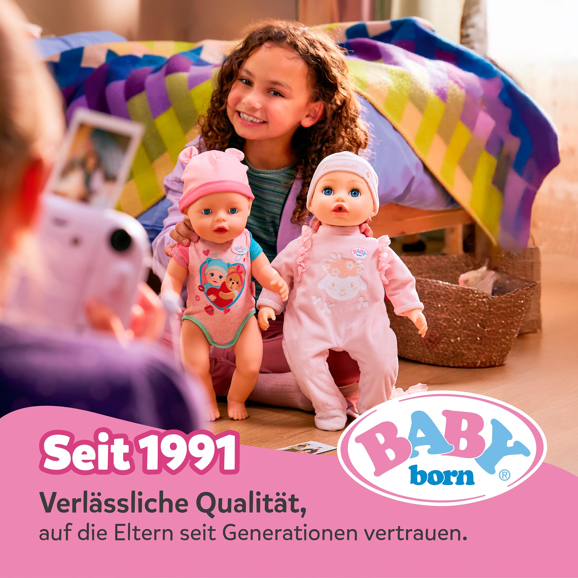 BABY born Babyschale Pink, Puppen-Babyschale mit Tragegriff, Sicherheitsgurt und Anhänger
