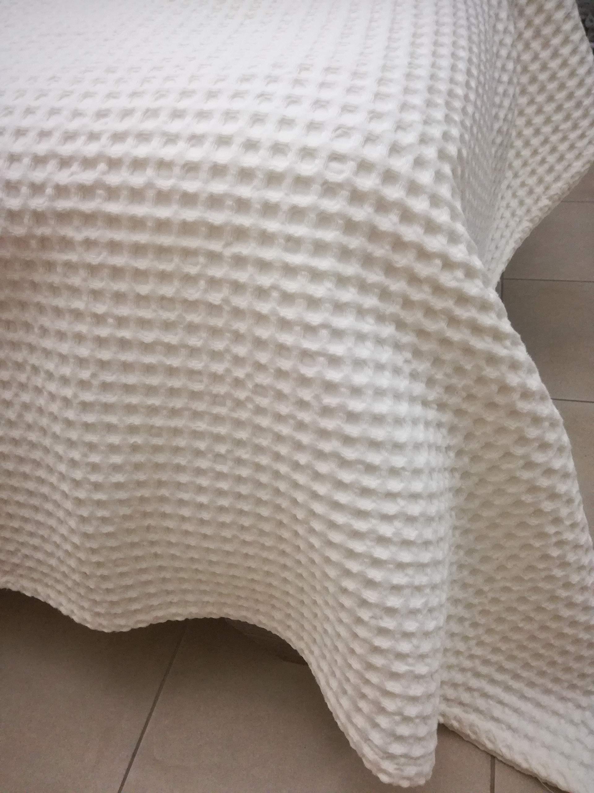 Trapunta Copriletto Primavera-Estate Singola 170X250 100% Puro Cotone in Nido d'Ape in Tinta Unita .Tutti i Colori.Novita' 2022!!!! (Bianco)