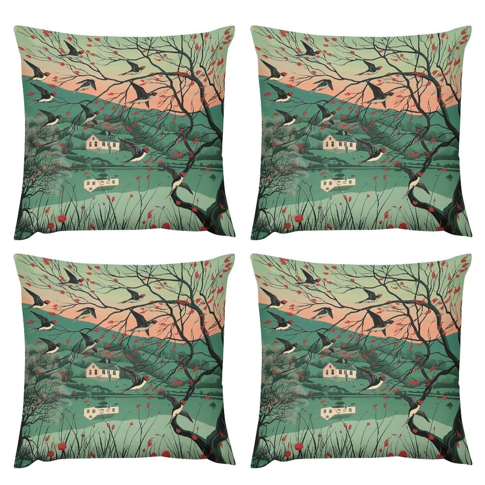 Housses de coussin décoratives animaux lot de 4 en peluche carrées salon