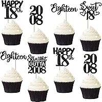 Vista 67 de 30 piezas de decoraciones para pastel de cumpleaños número 10, decoraciones de cupcakes negras con brillo, 10 feliz cumple, directo desde 2016, 10
