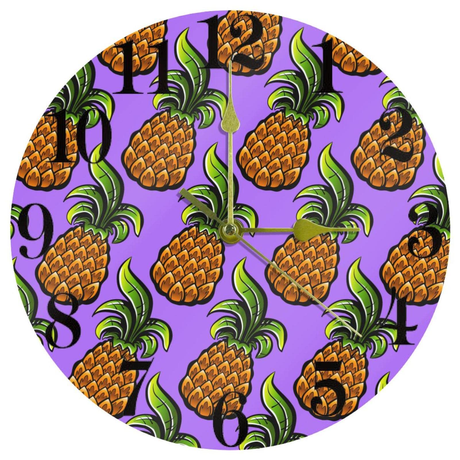 Horloge murale ananas 25 cm silencieuse et design pour cuisine