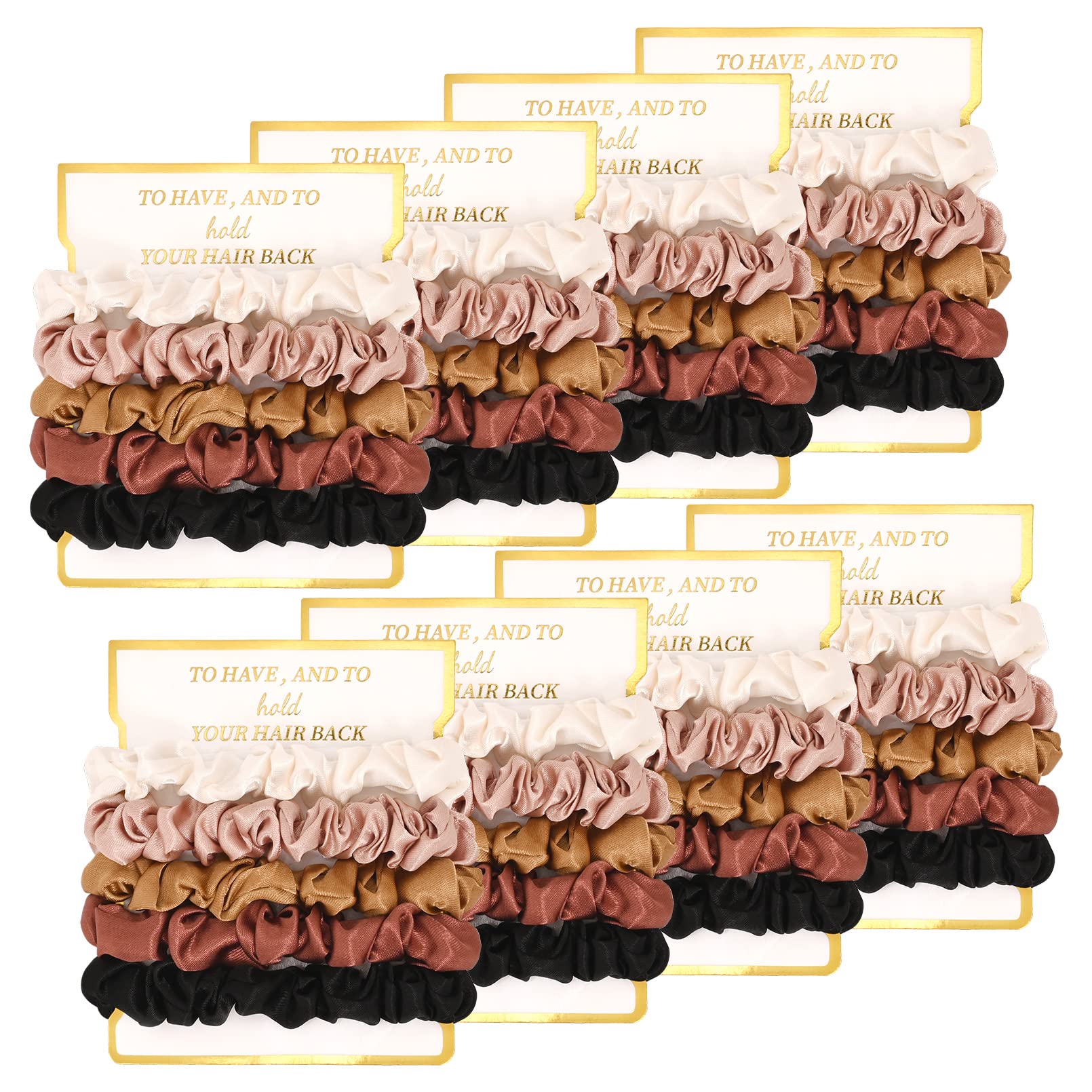 8 Pack Satin Scrunchies - Soft Hair Ties for Bachelorette Party Favors and Bridesmaid Proposal Gifts (Ivory, Rose Gold, Gold, Wine, Black)