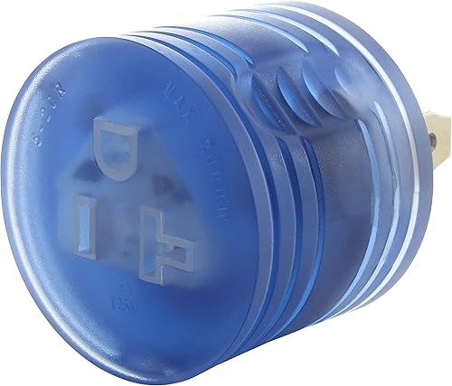 AC WORKS TT-30P RVGenerator 30Amp Plug to 5-1520R Adaptador con indicador de alimentación (Compacto)