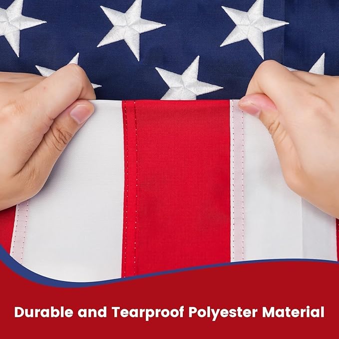Bandera Americana 3x5 Pies Exterior, Poliéster Resistente, Estrellas Bordadas miniatura 6