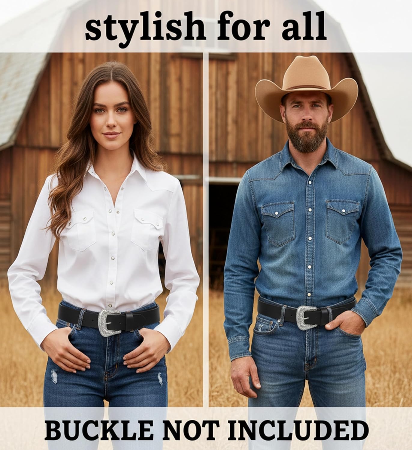 F&L CLASSIC Belt for buckle men Snap on Strap Full Grain One Piece Leather no buckle,1 1/2" Wide, USA - Image 6