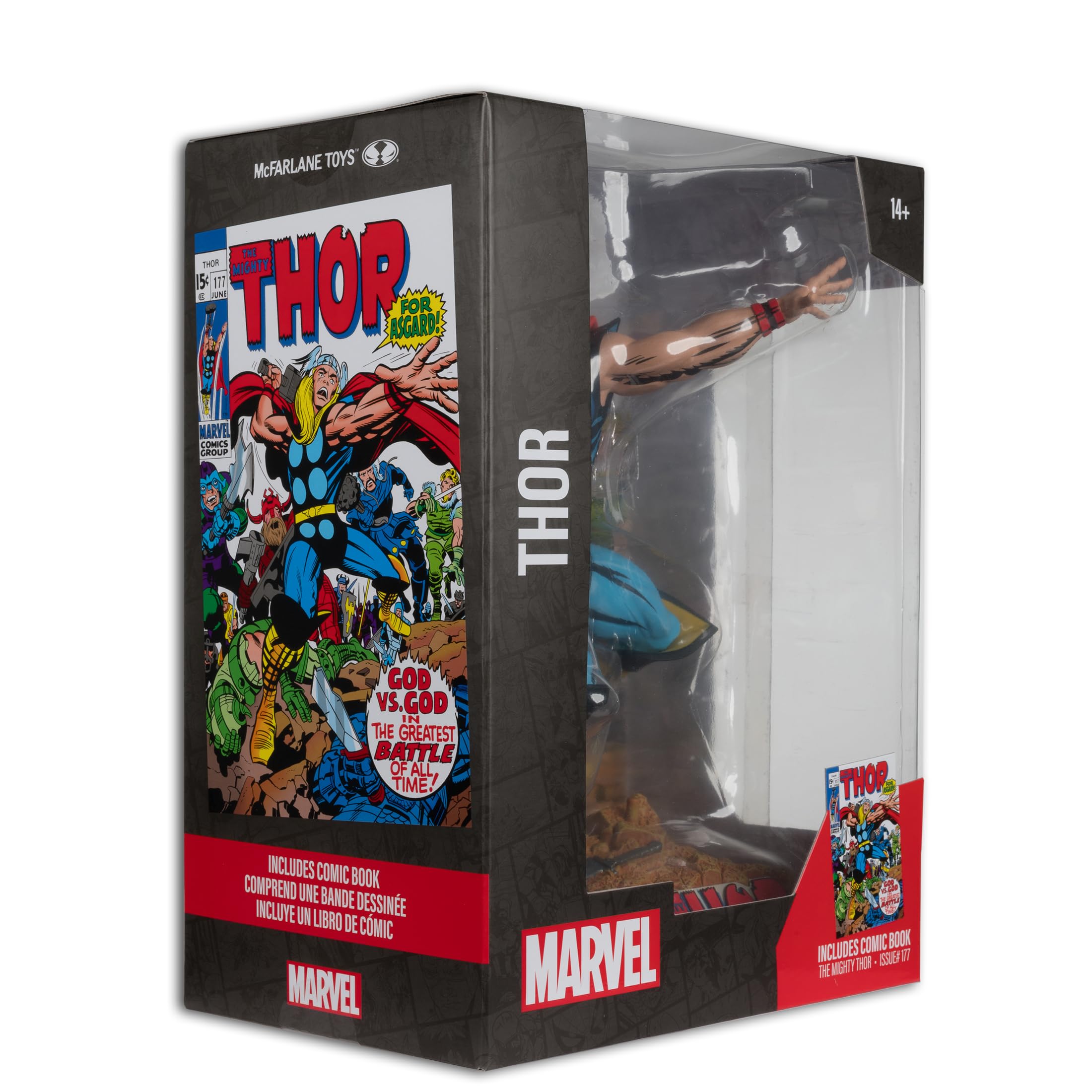McFarlane Toys - Marvel Thor à l'échelle 1:6ème à Collectionner avec scène et Bande dessinée (The Mighty Thor #177)