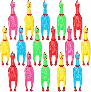 Sratte 16 Pack Screaming Chicken Toys Bulk Large Rubber Squeaking Chicken Toys for Pet Chew Gifts Prank Novelty Toy(12 Inch,Colorful)