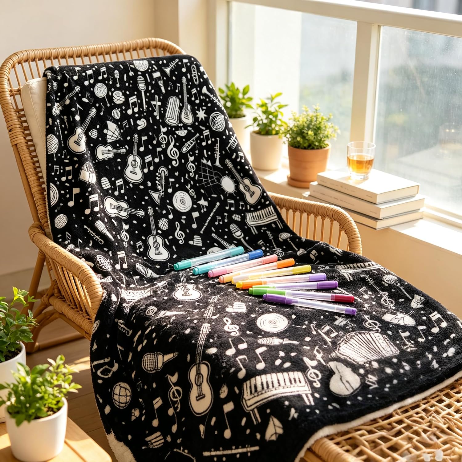 DIY Craftikit Coloring Blanket for Adults, Color Your Own Blanket with 12 Markers, Washable Cozy Velvet Kit for Everyday Use Home Decor, Adds a Unique Touch to Living Rooms Spaces image 4