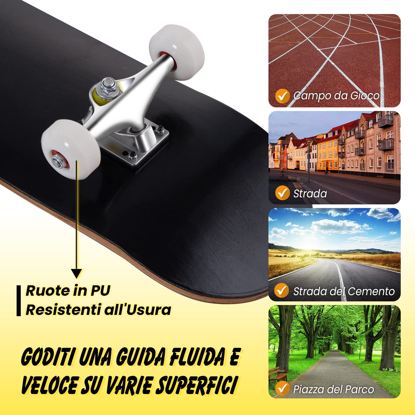 COSTWAY Skateboard Mini Cruiser Completa Longboard in Legno di Acero, Colori a Scelta, 79 x 20 cm