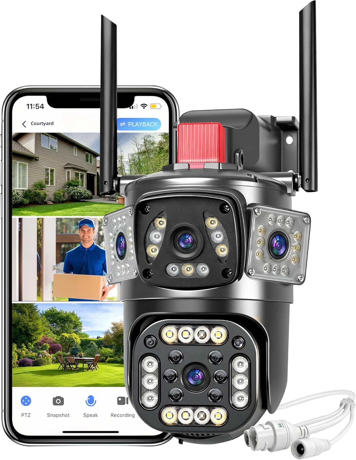 KEPEAK Plug in Security Camera Indoor, Dual Lens PTZ WiFi Camera 2.4G, Indoor Camera with Human Detection, Color Night Vision, 2-Way Talk