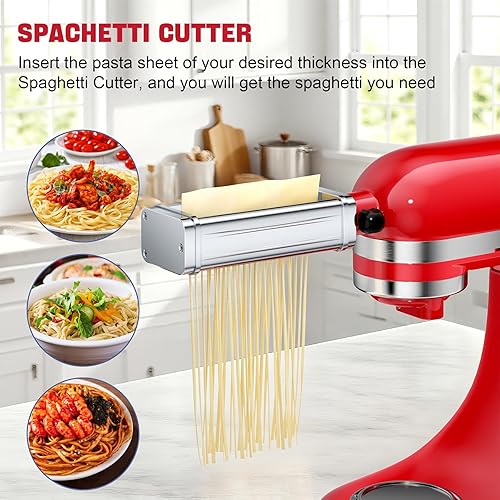 Miniatura 6 de GuanQiao Juego de accesorios para hacer pasta se adapta a todas las batidoras de pie KitchenAid, juego de rodillos y cortadores de 3 piezas KSMPRA.