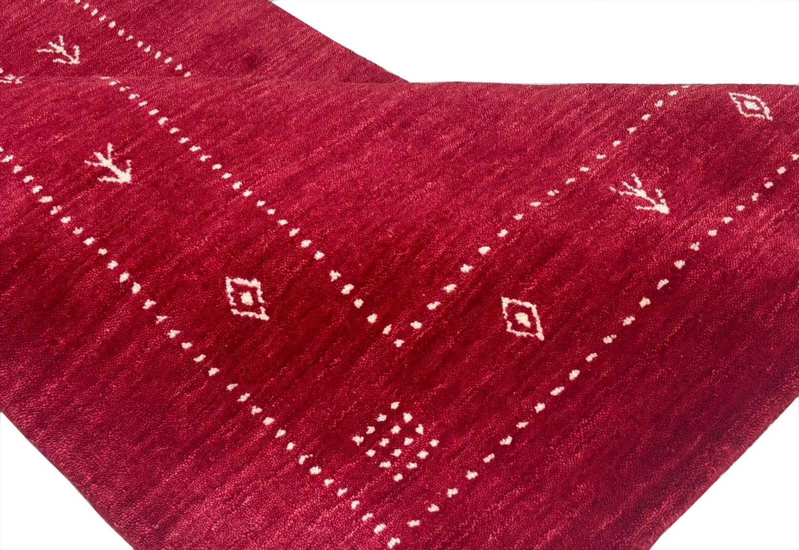 AC6 Tapis en laine rouge 90 x 160 cm tissé à la main 100