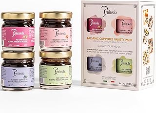 PENINSOLA Balsamic Compote Pack of 4 - Fruit Spread with Balsamic Vinegar of Modena, Italian Gourmet Tasting Kit (Fig, Strawberry, Pear, Blueberry) - Made in Italy – Delicious on Cheese & Dessert