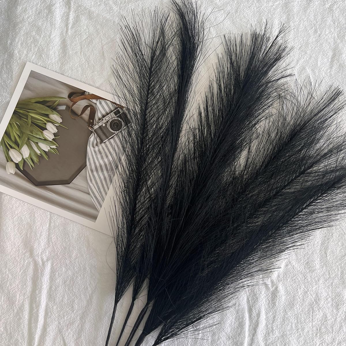 Pampas Grass,flores artificiales, 7 Uds. De hierba de Pampas esponjosa, decoración de flores, planta falsa, caña, fiesta de boda simulada, decoración del hogar, flores artificiales, florero de hierba