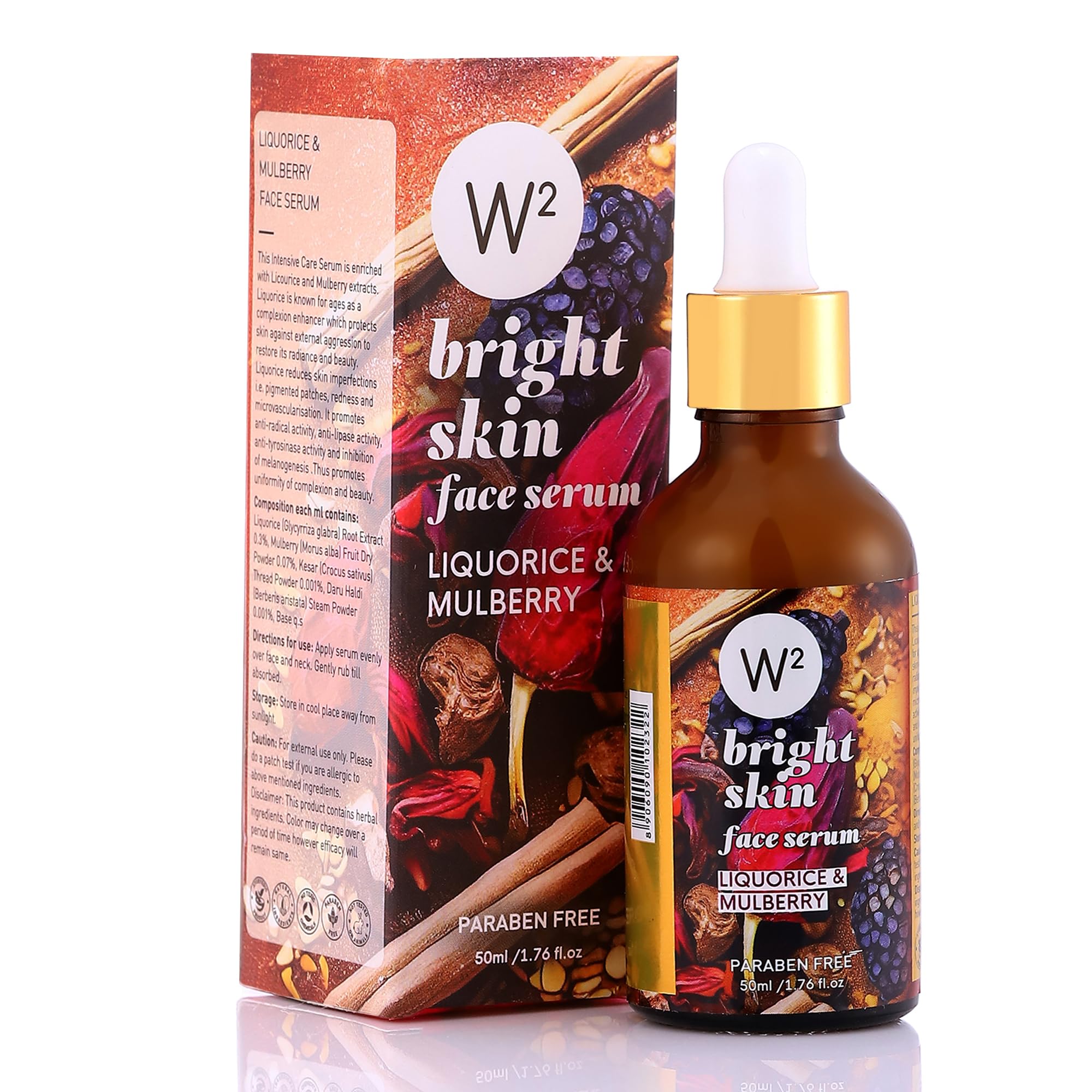 W² Bright Skin Face Serum with Liquorice & Mulberry | Brightening, Pigmentation Care & Pollution Defense |Anti-Dark Spots| For Acne Prone, Combination, Oily & Sensitive Skin| Dermat Tested | Ayurvedic Actives |For Men & Women, 50ml