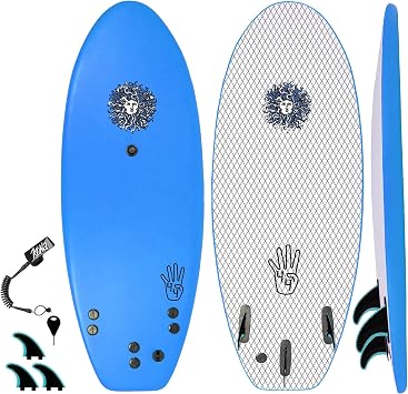 44 Beginner Soft Top Surfboard for Kids & Adults Foam Surfboard + Fins & Leash Use as Bodyboard, Boogie Board, or Softboard
