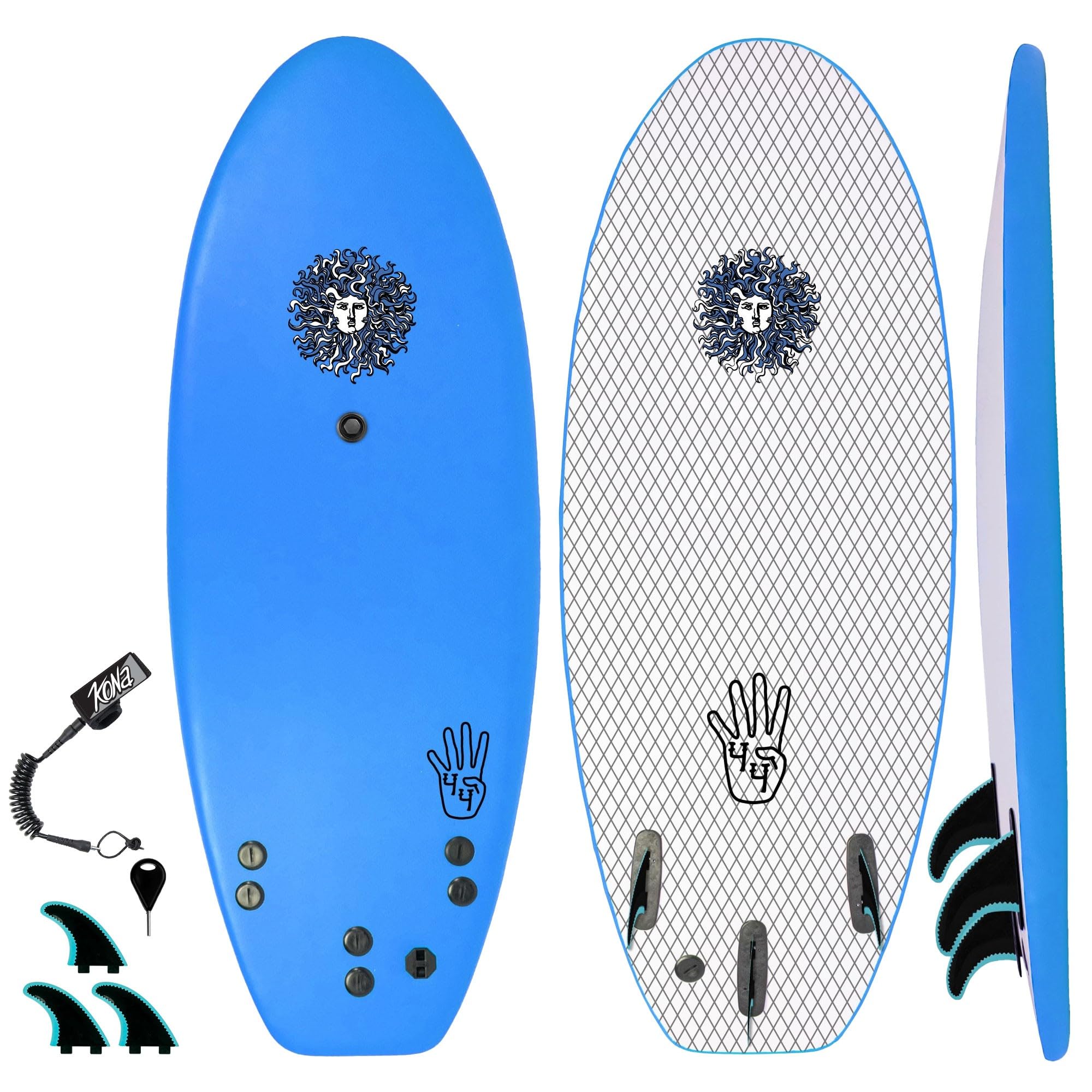 Amazon | KONA SURF CO. 4-4サーフボード 初心者 子供と大人用 