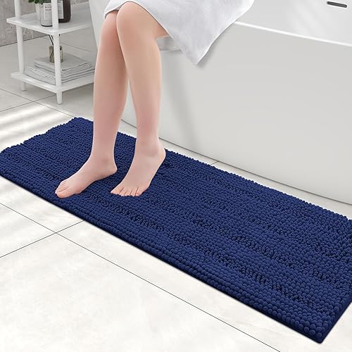 Miniatura 140 de Grandaily - Alfombras de baño de felpilla a rayas, extragruesas y absorbentes, antideslizantes, con fibras largas y suaves, lavables a máquina, para