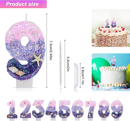 Miniatura 2 de Velas de cumpleaños, velas número 1, decoración de pastel de cumpleaños con temática de sirena, velas de feliz primer cumpleaños para pasteles,