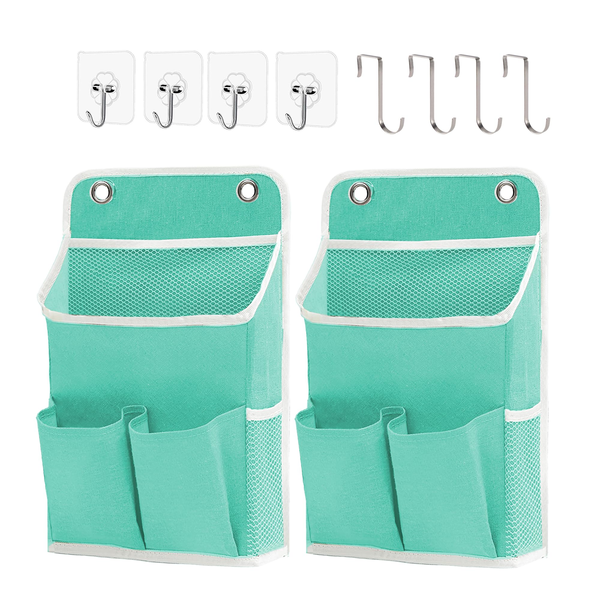 Someteth Hanging Basket for Organizing, Wall Organizer with Pockets and Over The Door Organizer，Can for Home, Closet, Office and Camper (2 Green)