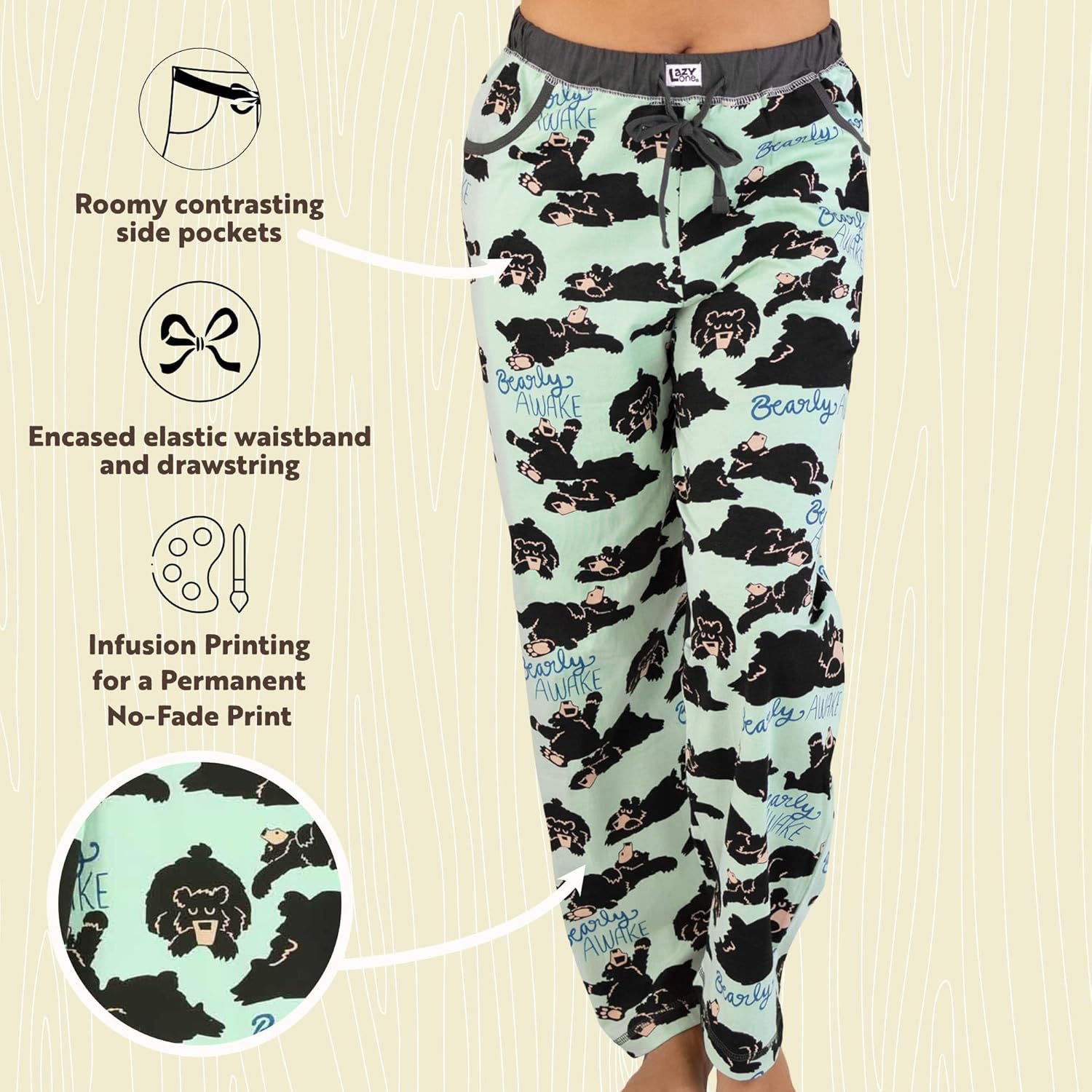 Lazy One Pajamas for Women, Cute Garden and Bear Pajama Pants and Top Separates - Image 6