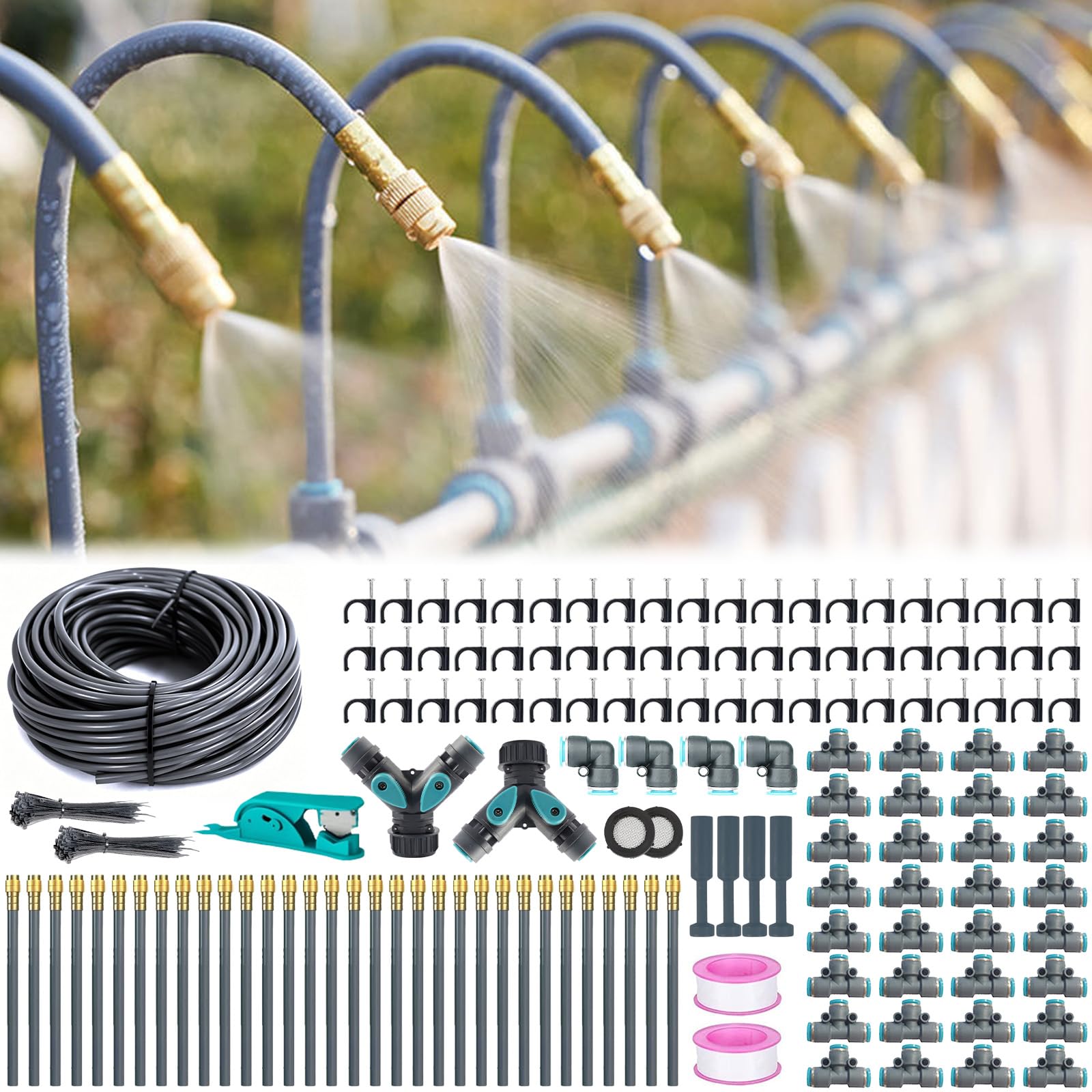 Kit per Sistema di Irrigazione a Goccia Regolabile a 360°,Sistema Irrigazione Automatico 60M,Sistemas di Irrigaziones per Giardino,per Piante da Giardino e Sistemas Irrigaziones Balcone
