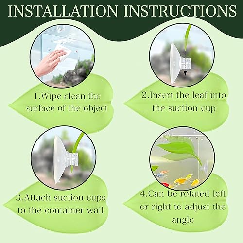 9-Pack Plastic Leaf Decor Decorations with Suction Cups, Reptile Basking Platform for Terrarium Frog Tank, Habitat Climbing Resting Area for Tree Frogs, African Dwarf Frogs, Toads, Turtles and Lizards
