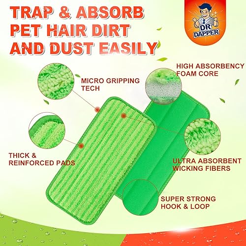 Miniatura 3 de Almohadillas reutilizables para trapeador de chorro húmedo compatibles con mopa Swiffer WetJet, paquete de 6 almohadillas de chorro húmedo,