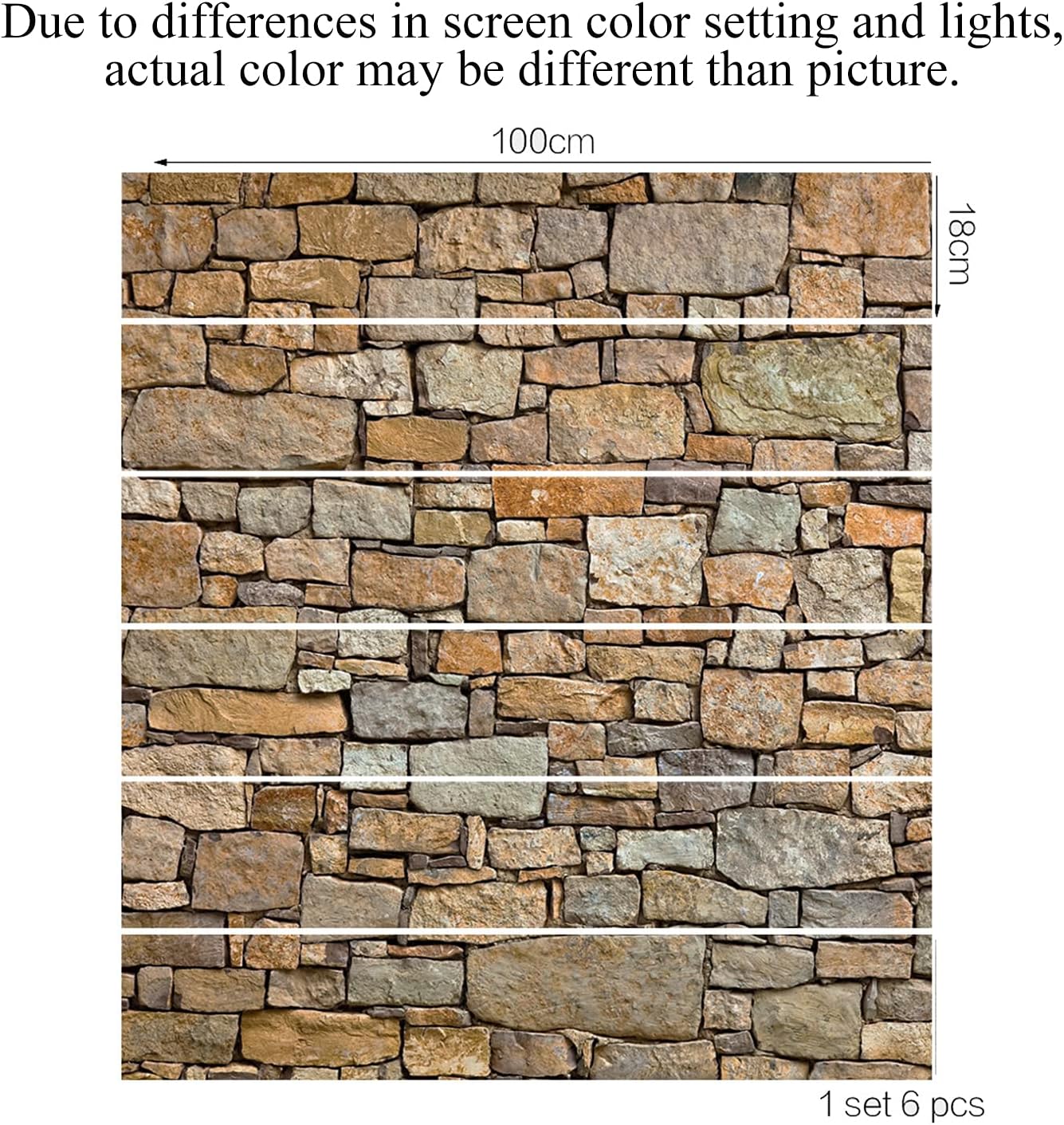 TUOKING 13 Strips Stair Stickers, Vinyl Self-Adhesive Refurbished Staircase Decals, 39.37 x 7.08 Inch for 13 Steps, Stone Pattern