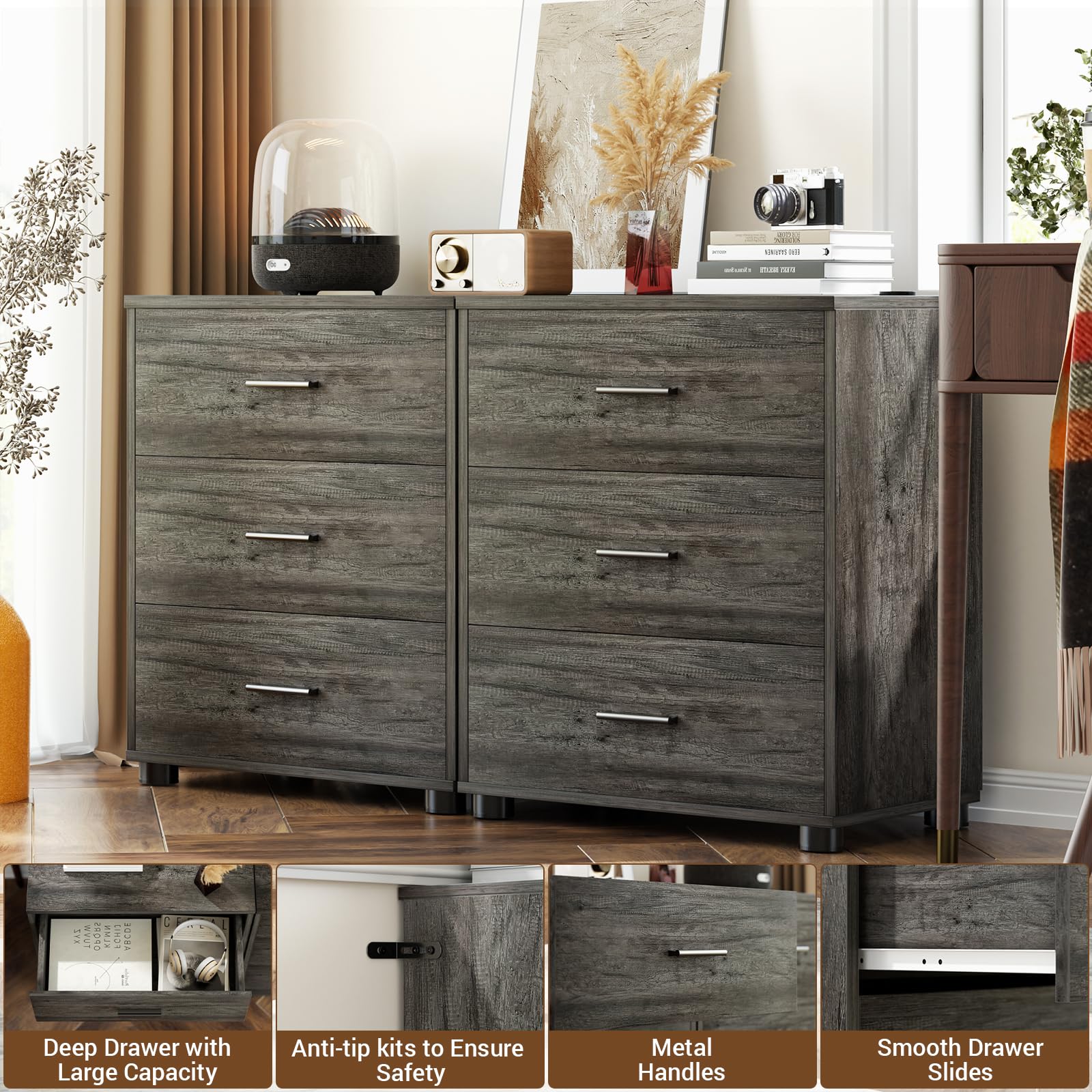 Amazon.com: Aheaplus Closet Drawers Set of 2, Wood Closet