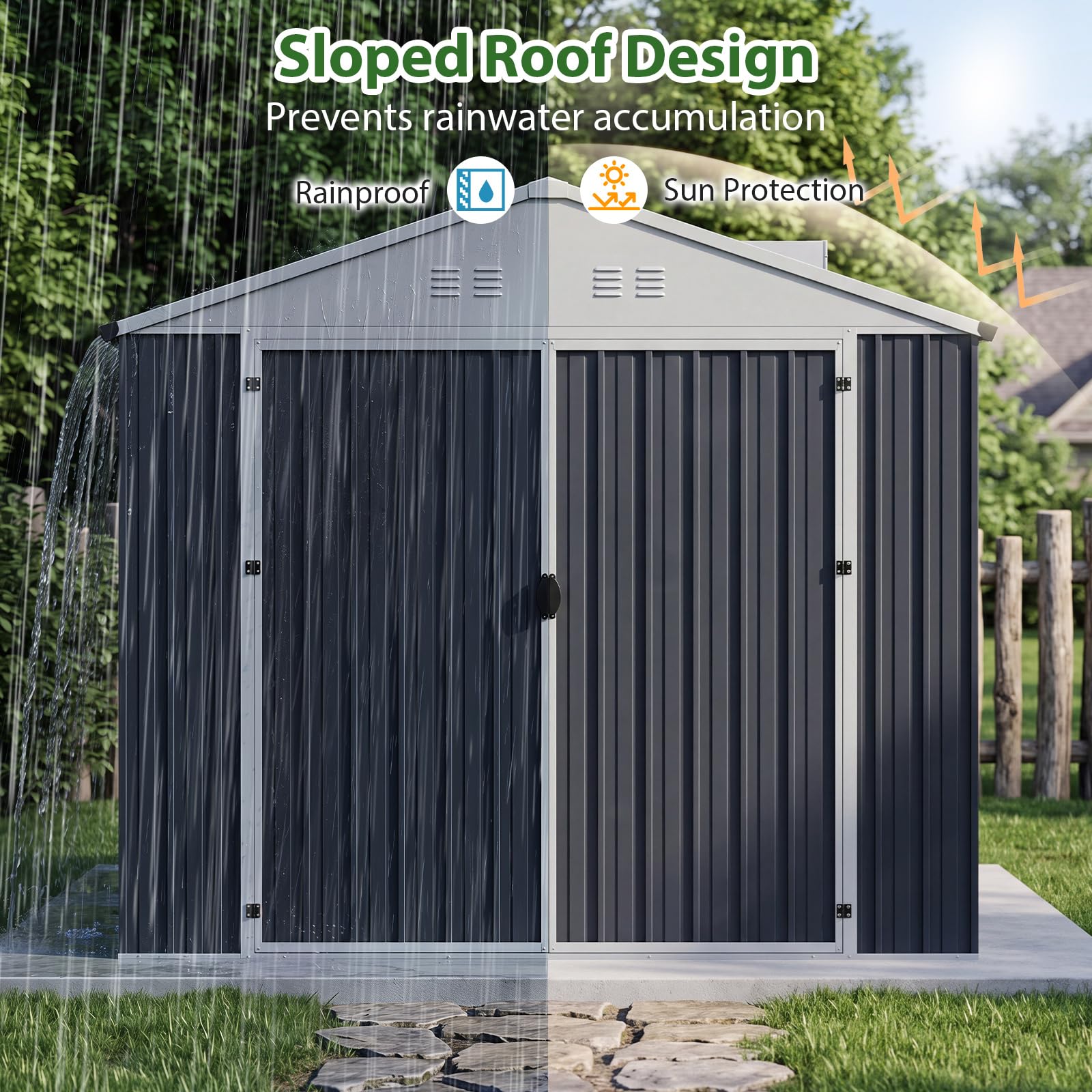 COSTWAY Abri de Jardin Extérieur en Acier Galvanisé, 4.5m²