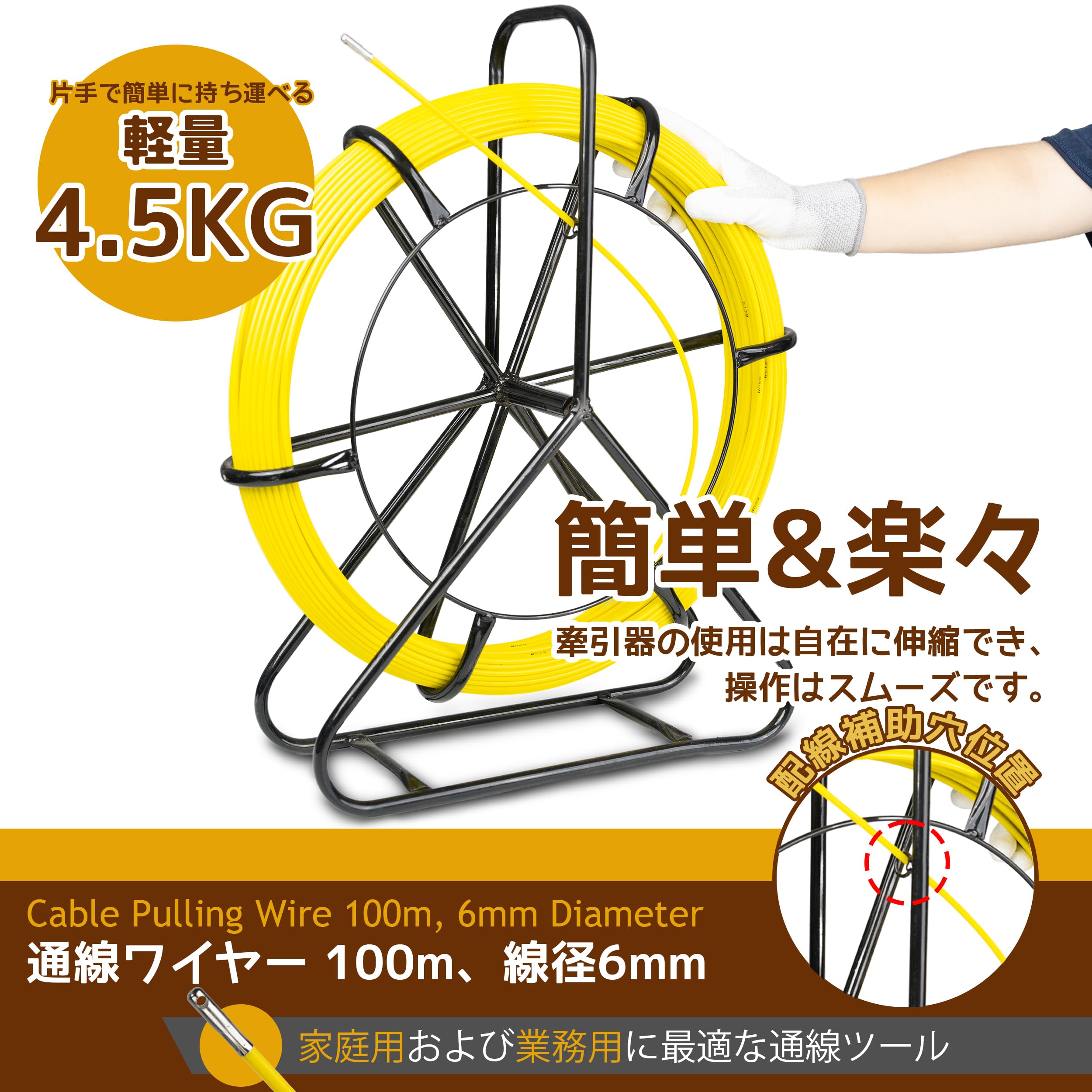 通線ロッド フレーム付き 長さ：130m 線径：6mm 61T7SQSkInS._AC_UF1000,