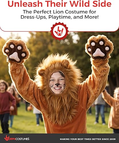 Miniatura 7 de Morph Disfraz de león de lujo para niños, disfraz de melena de león, disfraz de Halloween para niños, niñas y niños pequeños