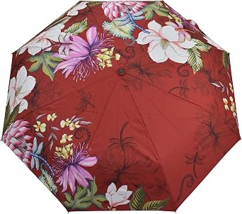 Anuschka Womens Original Printed Artwork Umbrella Auto Open/Close with UPF 50+ Sun Protection - Crimson Garden