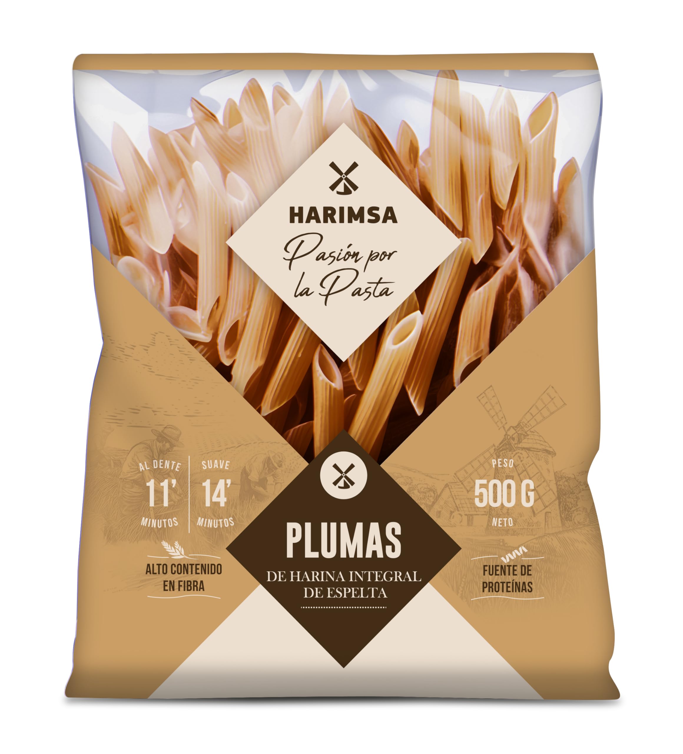 Harimsa Pasta de Harina Integral de Espelta 500 g