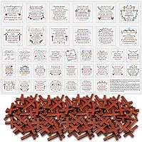 Fanfanwin Pocket Prayer Quilt Panel with Wooden Crosses - 37 Mini Scripture Squares for DIY Faith Gifts, Classic Brown