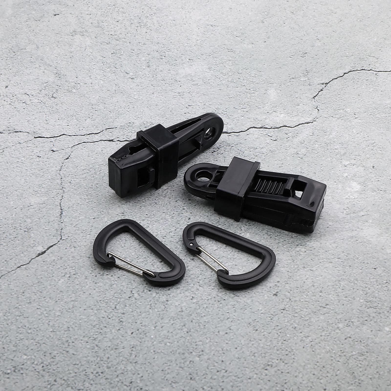 Planenclips Zeltclips Planenklemmen Autoabdeckungen Klammer mit 12er D-förmiger Karabiner 8,2 x 3,1 x 2 cm Schwarz Kunststoff